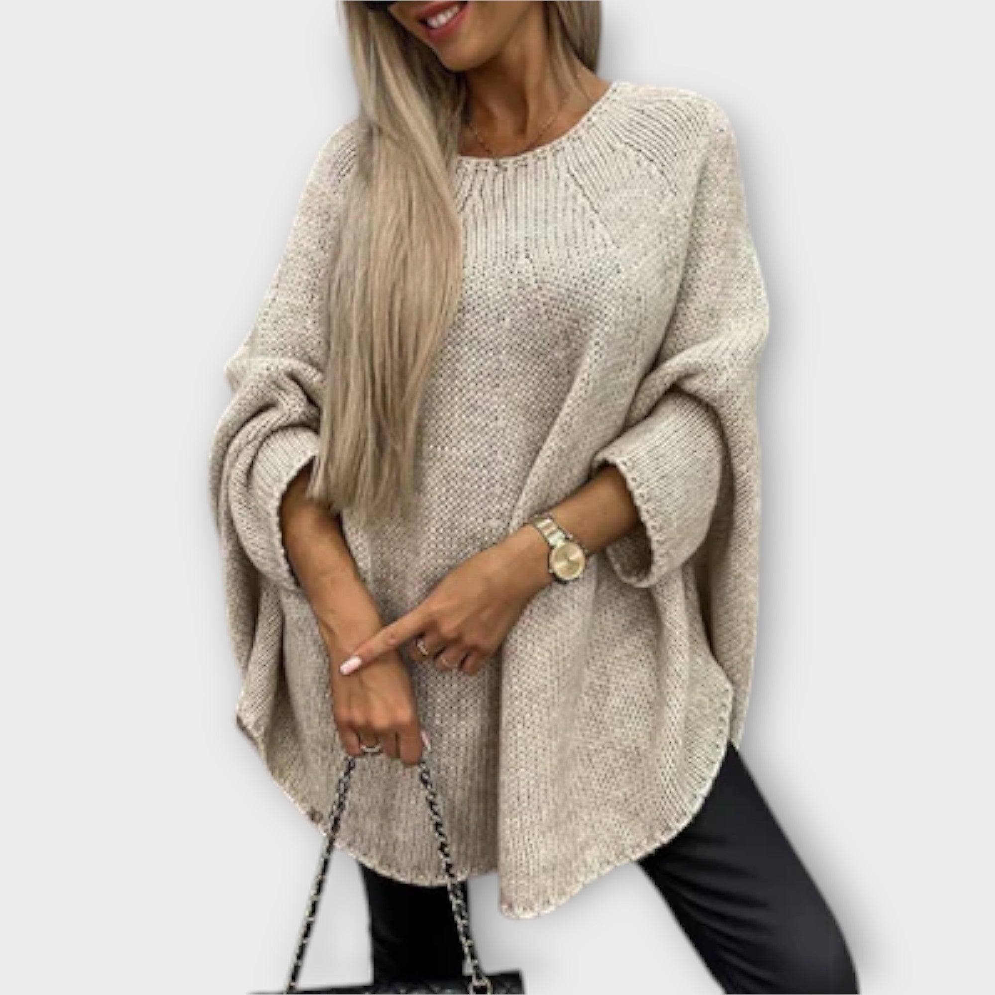Izabel - Elegantiškas moteriškas megztinis su apvaliu iškirpimu