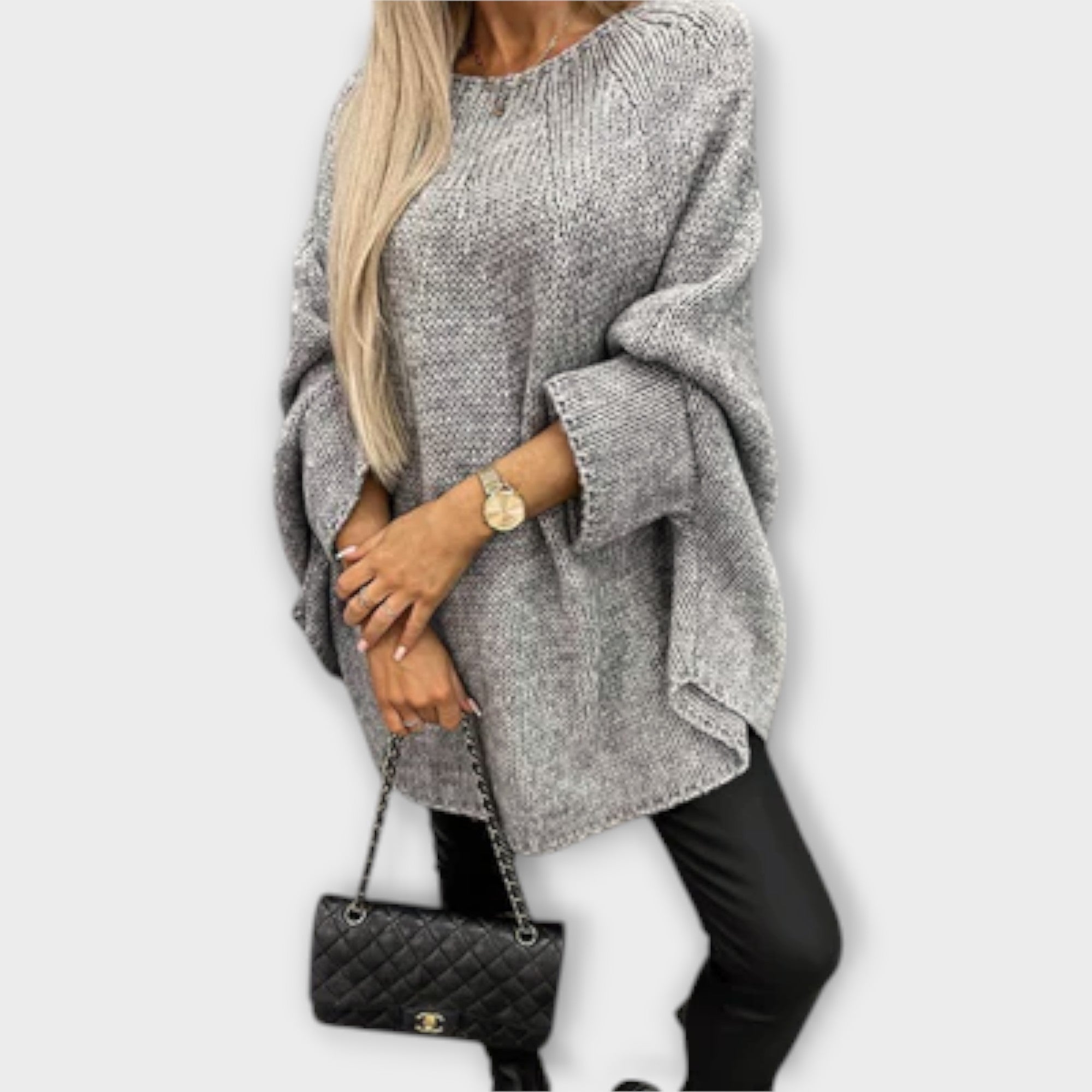 Izabel - Elegantiškas moteriškas megztinis su apvaliu iškirpimu