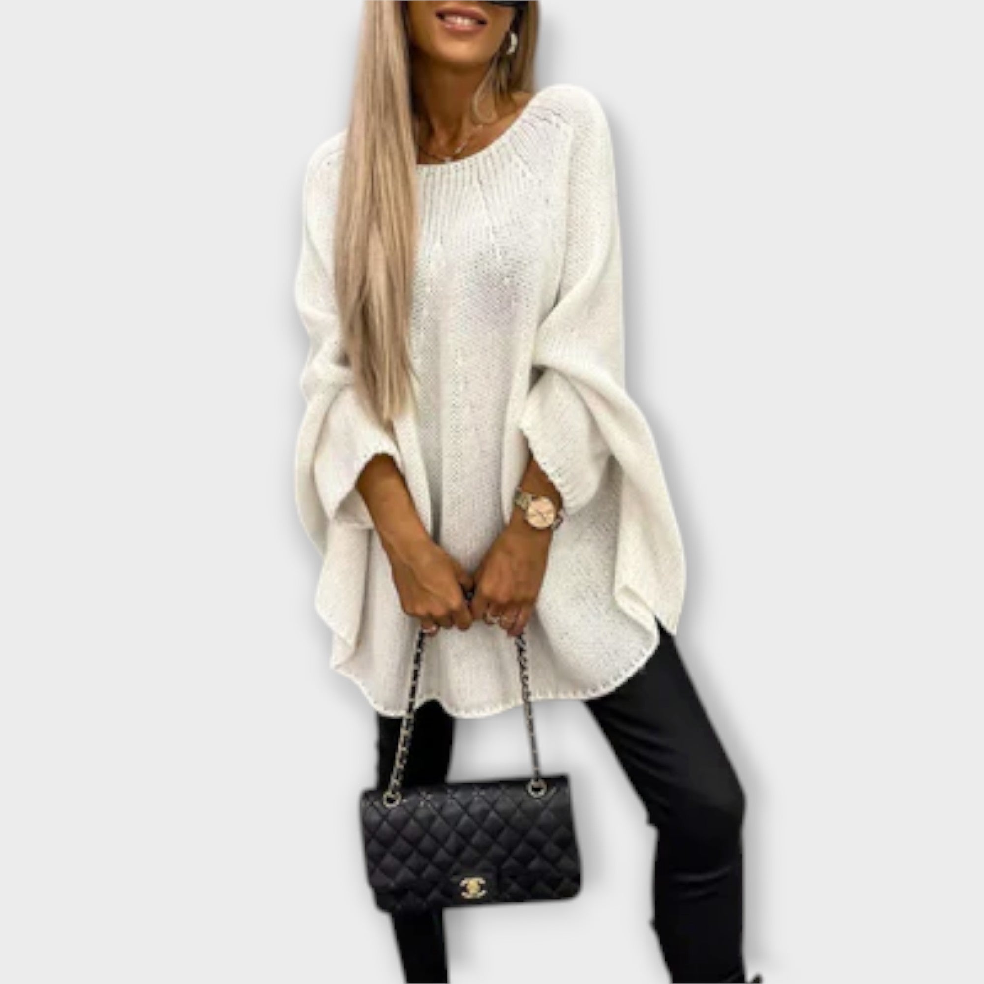 Izabel - Elegantiškas moteriškas megztinis su apvaliu iškirpimu
