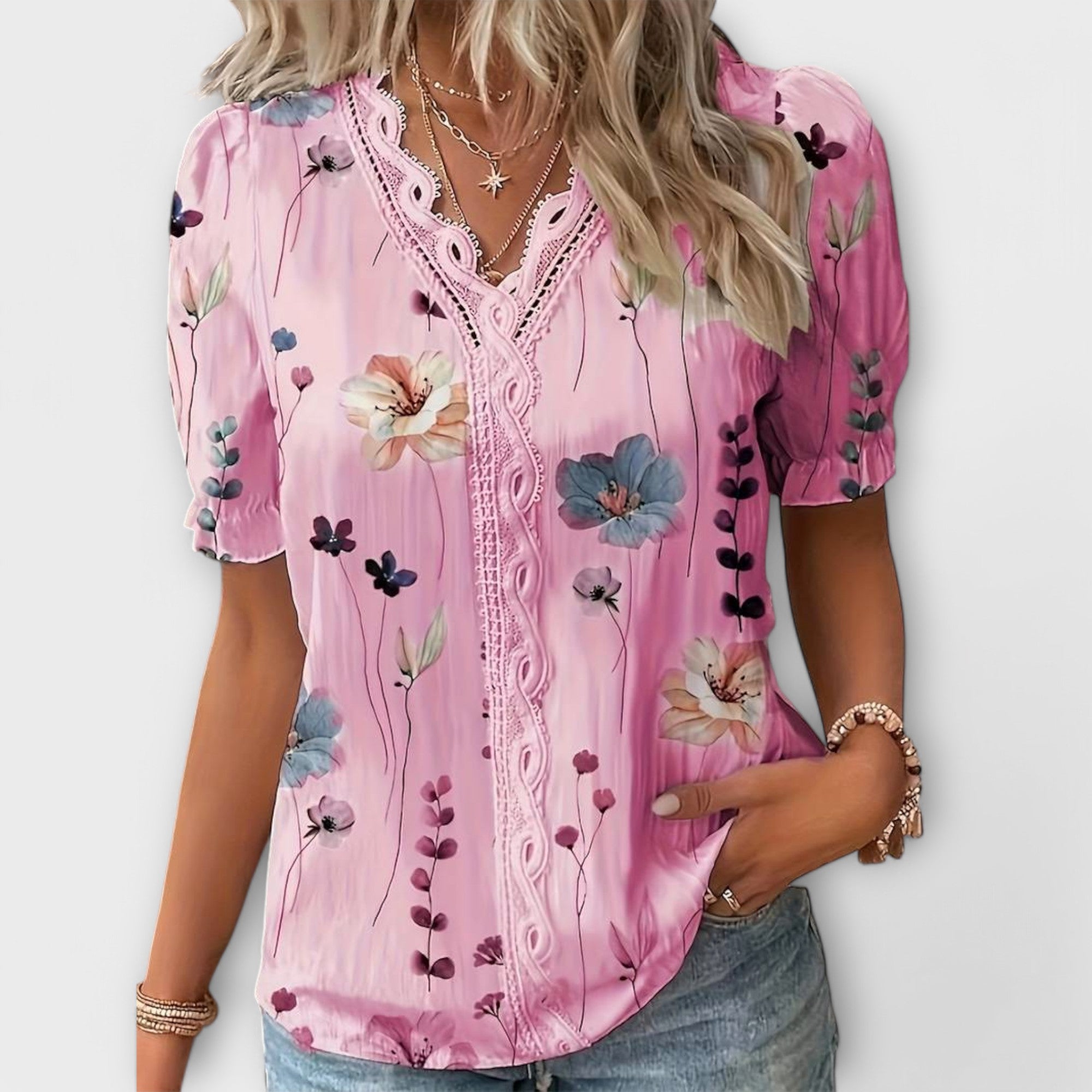 Bruna | Elegantiška blusa su smailiu iškirpimu