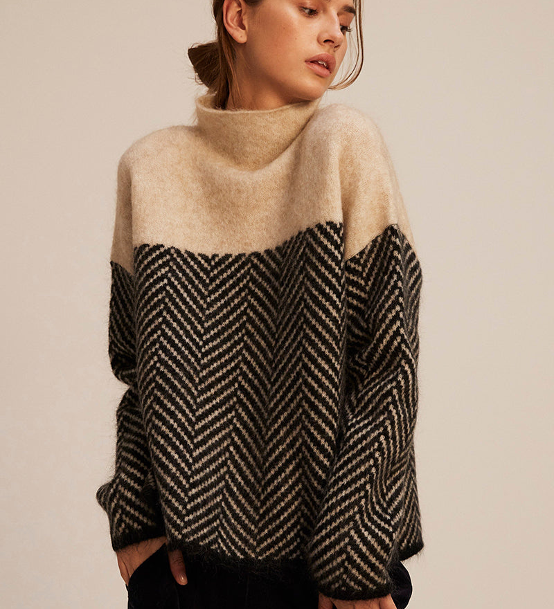 Norah | Medvilninė Megzta Kaklo Jumper