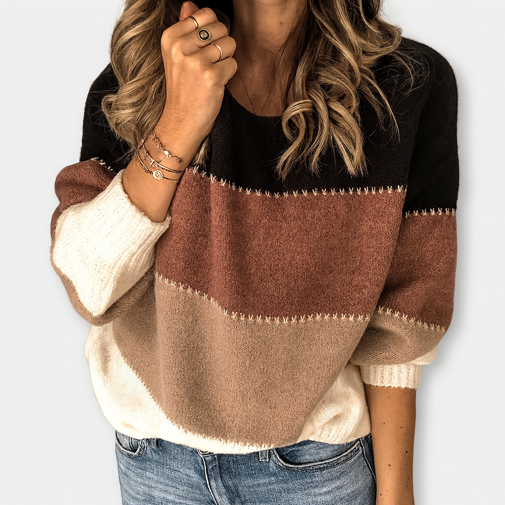 Colorblock megztinis – Atsitiktinis žavesys
