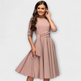 Ana | Elegantiška Midi Suknelė su Diržu