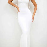 Dekoratyvūs Cami Atvirais Nugaros Fitted Maxi Suknelės