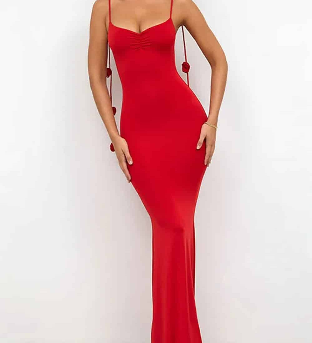 Dekoratyvūs Cami Atvirais Nugaros Fitted Maxi Suknelės