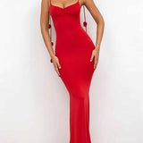 Dekoratyvūs Cami Atvirais Nugaros Fitted Maxi Suknelės
