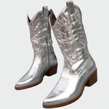 Gėlė – elegantiški ir patogūs metaliniai cowboy batai kasdieniam dėvėjimui